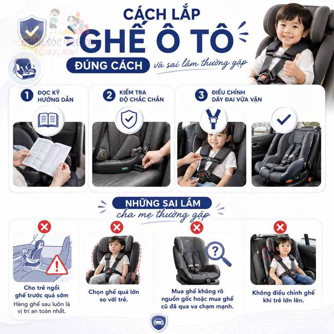 Cách lắp ghế ô tô đúng cách và sai lầm thường gặp